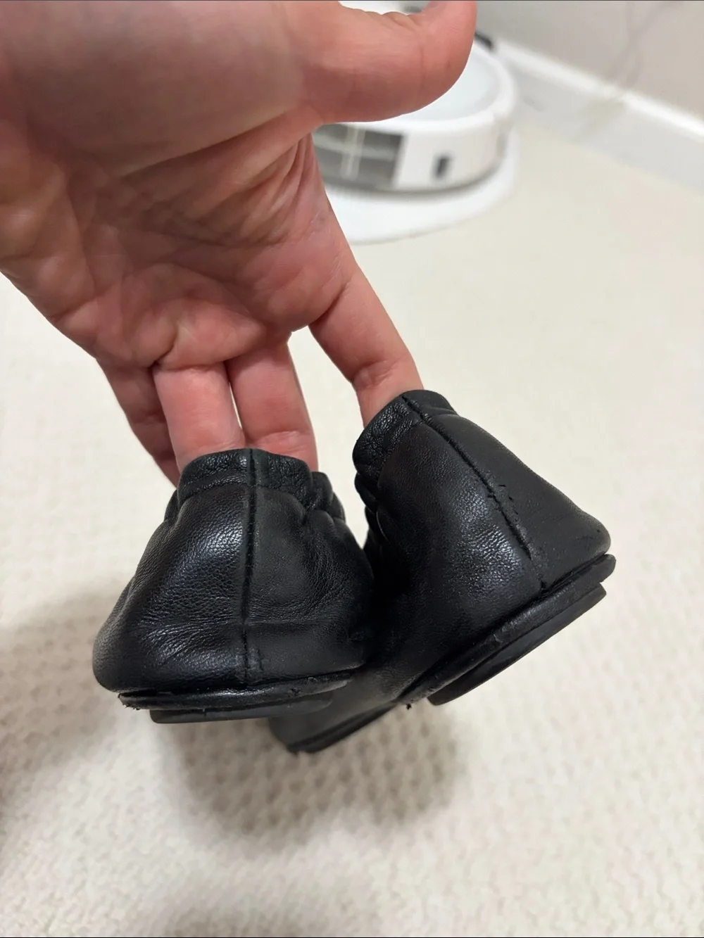Tory Burch Minnie black leather travel ballet flats 8.5